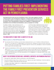 Cover Image: Fact Sheet: Putting Families First: Implementing the Family First Prevention Services Act in Pennsylvania – September 2021