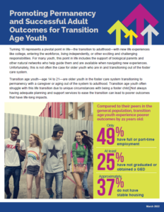 Cover Image: Fact Sheet: Promoting Permanency and Successful Adult Outcomes for Transition Age Youth – March 2022