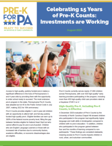 Cover Image: Report: Celebrating 15 Years of Pre-K Counts – Investments are Working – August 2022