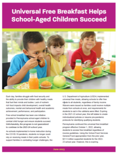 Cover Image: Fact Sheet: Universal Free Breakfast Helps School-Aged Children Succeed – June 2023