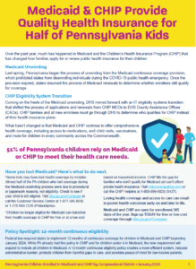 Cover Image: Fact Sheets: Medicaid & CHIP Provide Quality Health Insurance for Half of Pennsylvania Kids – February 2024
